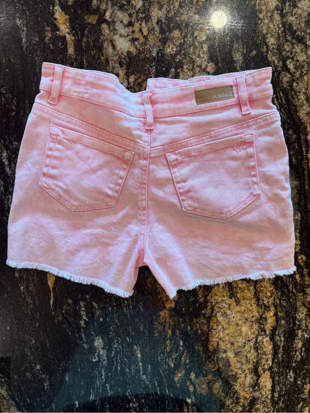 Justice Light Pink Denim Cutoff Shorts with Frayed Hem